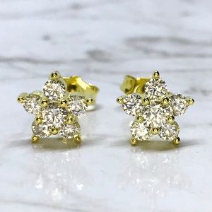 14K Yellow Gold on Sterling Silver Flower Earrings